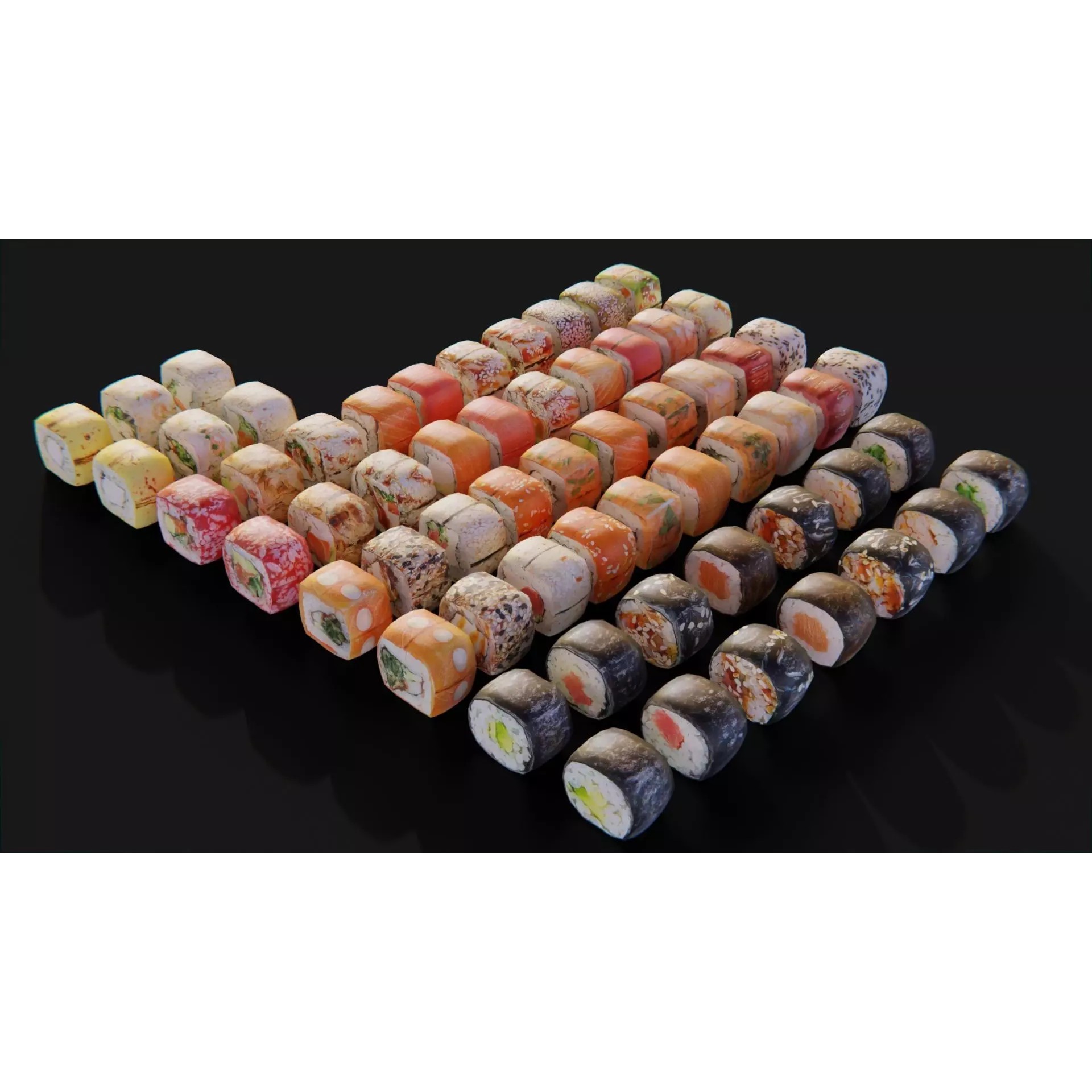 Sushi Maki Roll Set - Low-Poly Game-Ready 3D Model - View 2