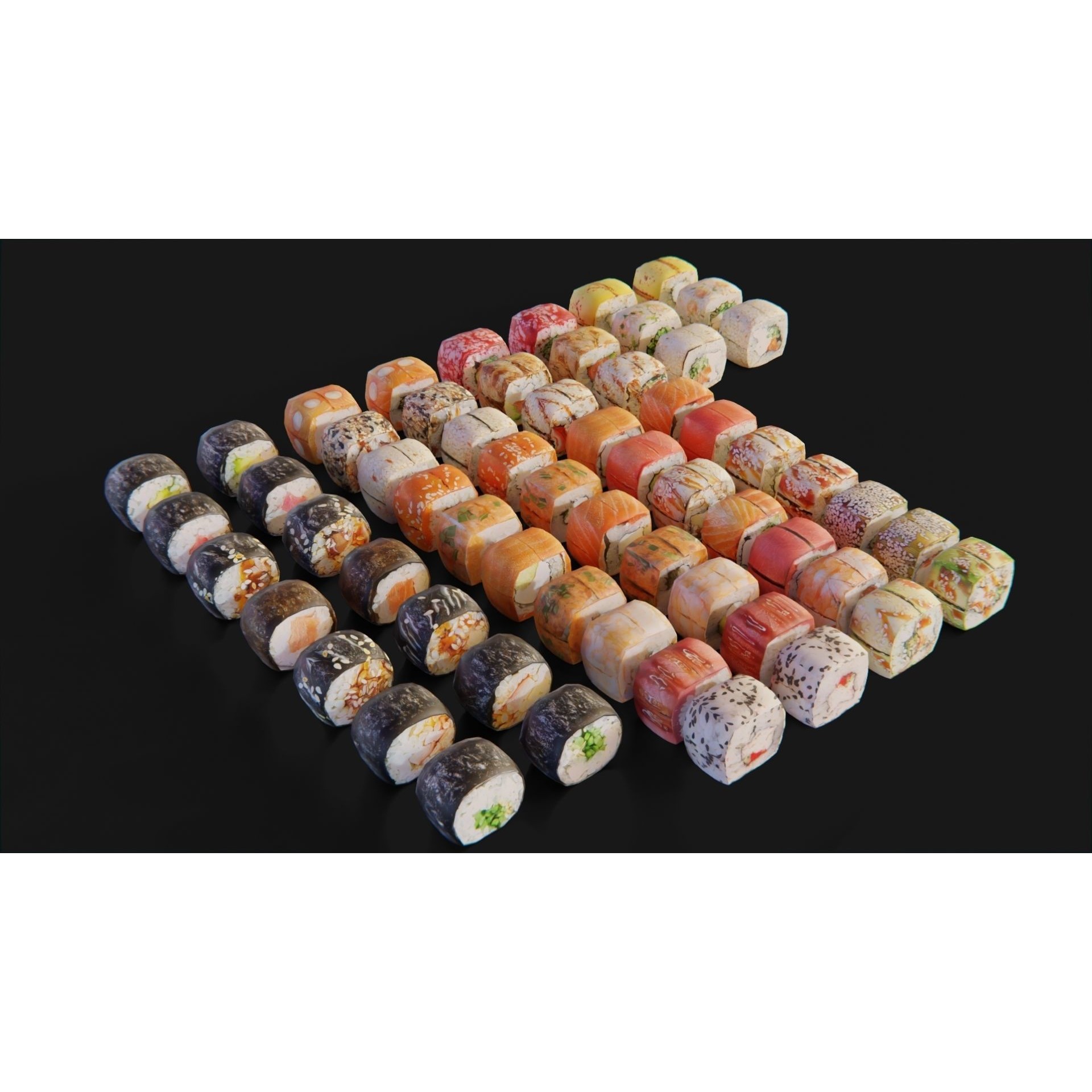 Sushi Maki Roll Set - Low-Poly Game-Ready 3D Model - View 3
