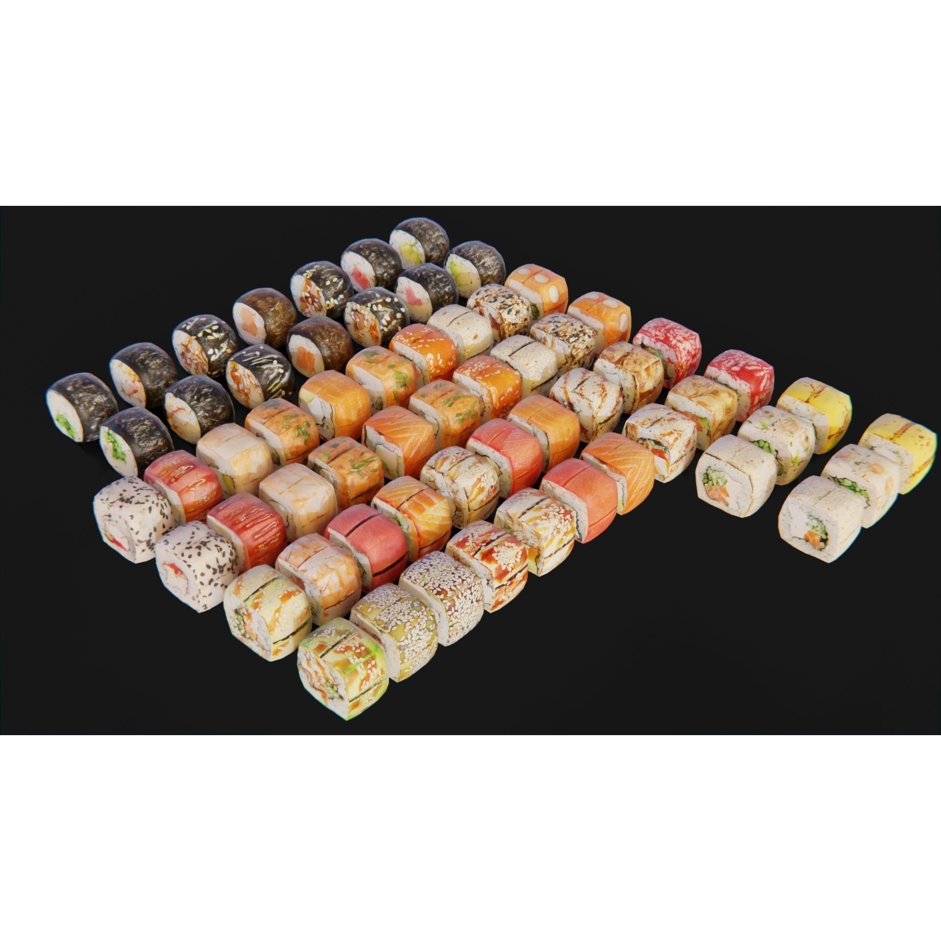 Sushi Maki Roll Set - Low-Poly Game-Ready 3D Model - View 4