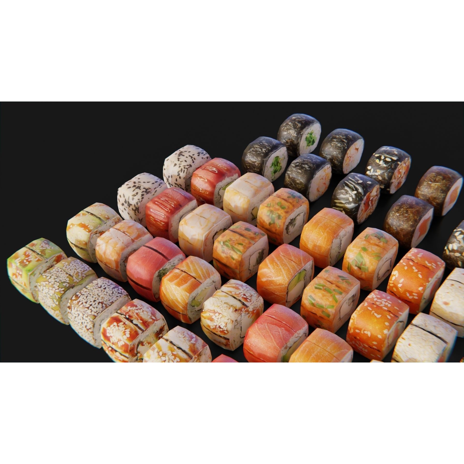Sushi Maki Roll Set - Low-Poly Game-Ready 3D Model - View 5