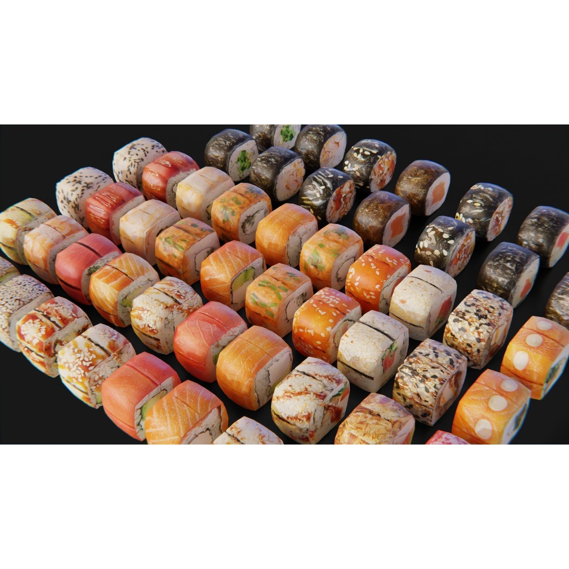 Sushi Maki Roll Set - Low-Poly Game-Ready 3D Model - View 6