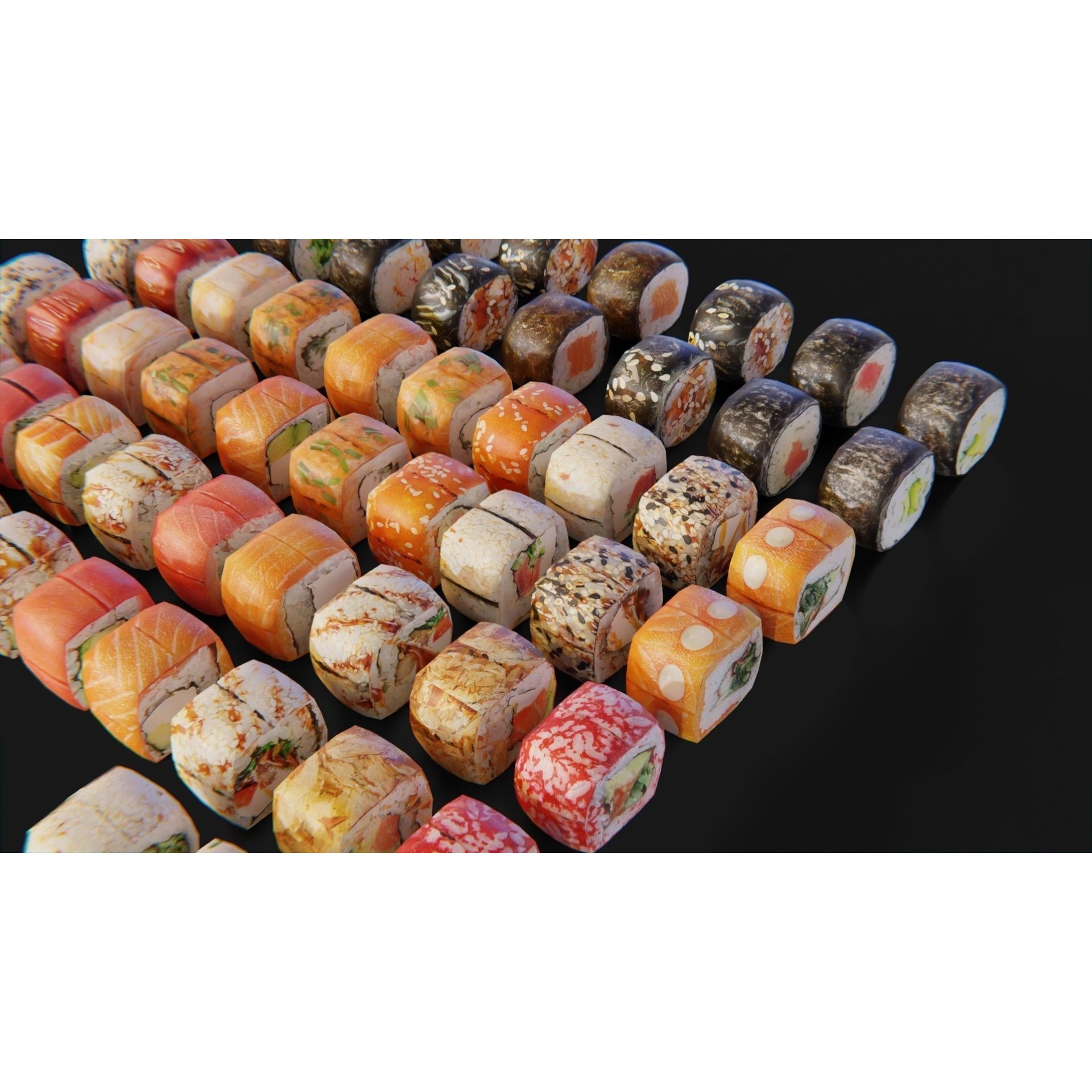 Sushi Maki Roll Set - Low-Poly Game-Ready 3D Model - View 7