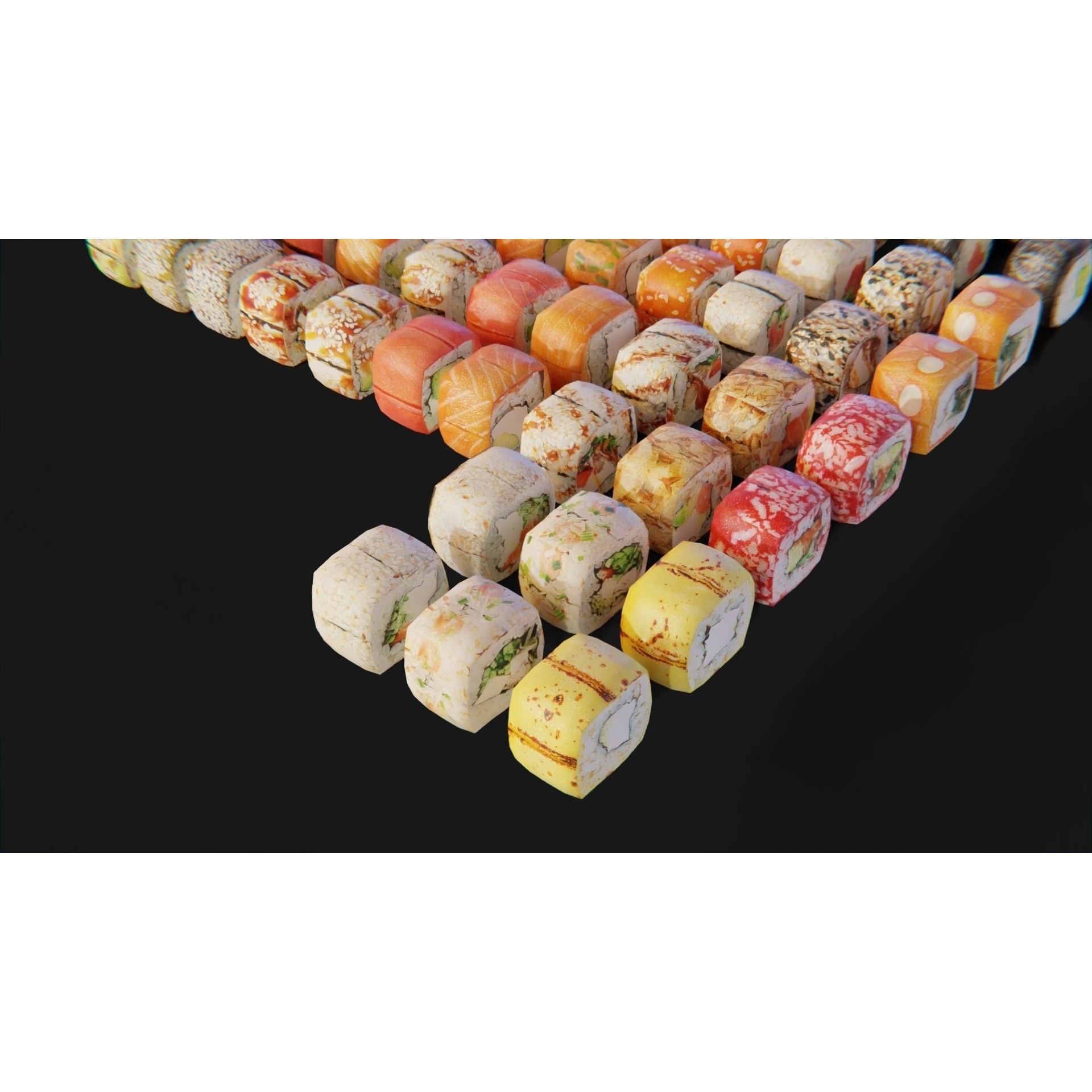 Sushi Maki Roll Set - Low-Poly Game-Ready 3D Model - View 8