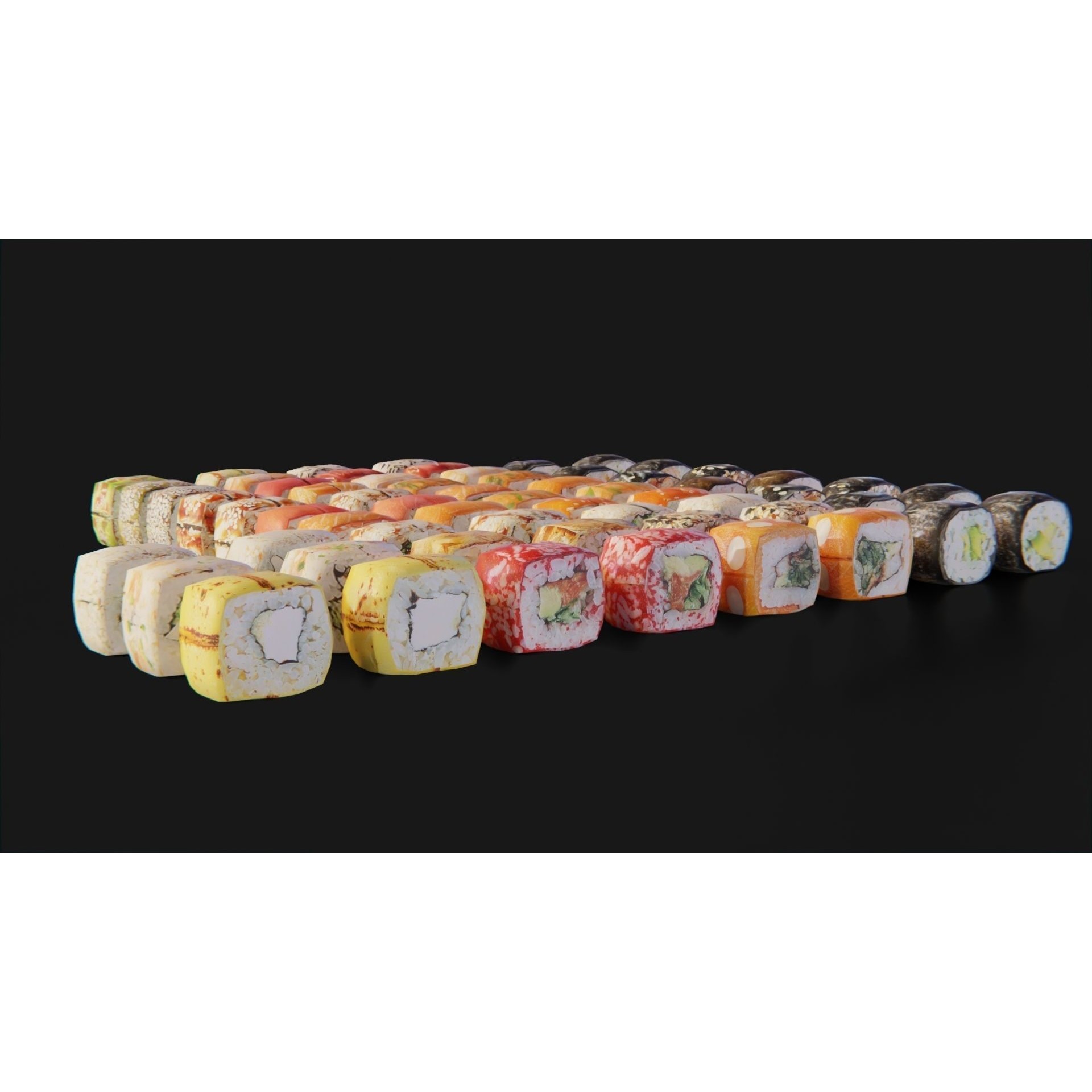 Sushi Maki Roll Set - Low-Poly Game-Ready 3D Model - View 9