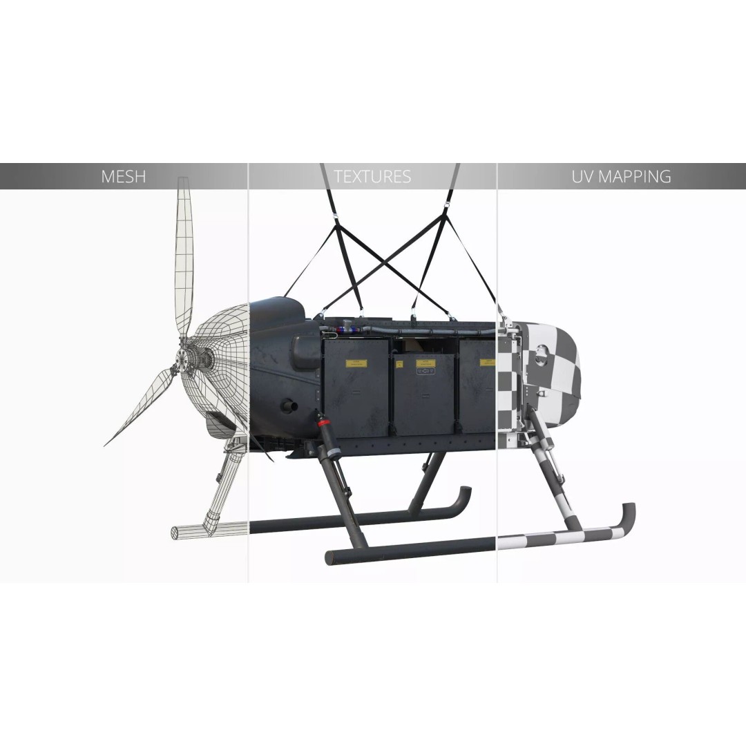 Military Aerial Delivery Vehicle 3D Model – High Poly UAV with Parachute - View 10