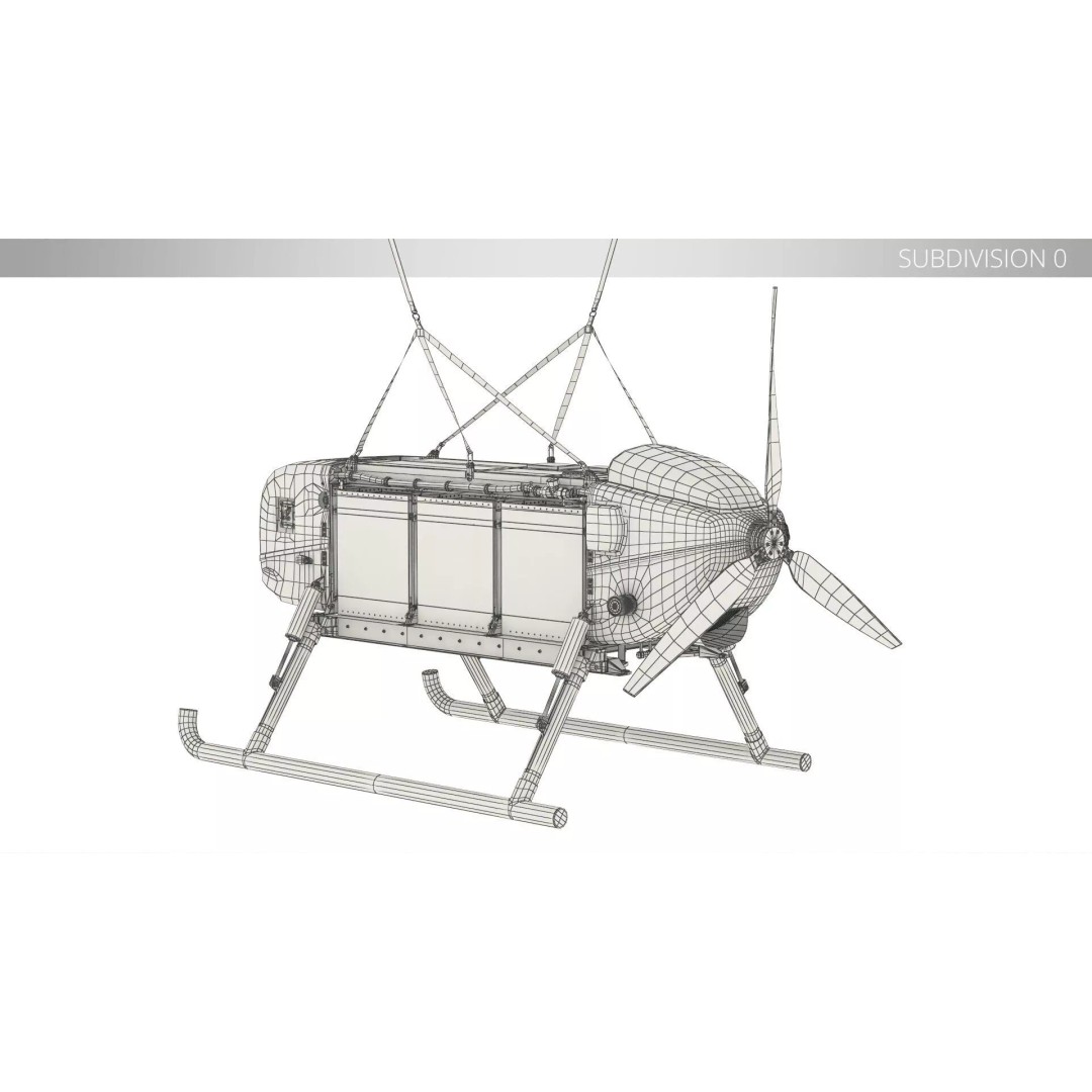 Military Aerial Delivery Vehicle 3D Model – High Poly UAV with Parachute - View 11