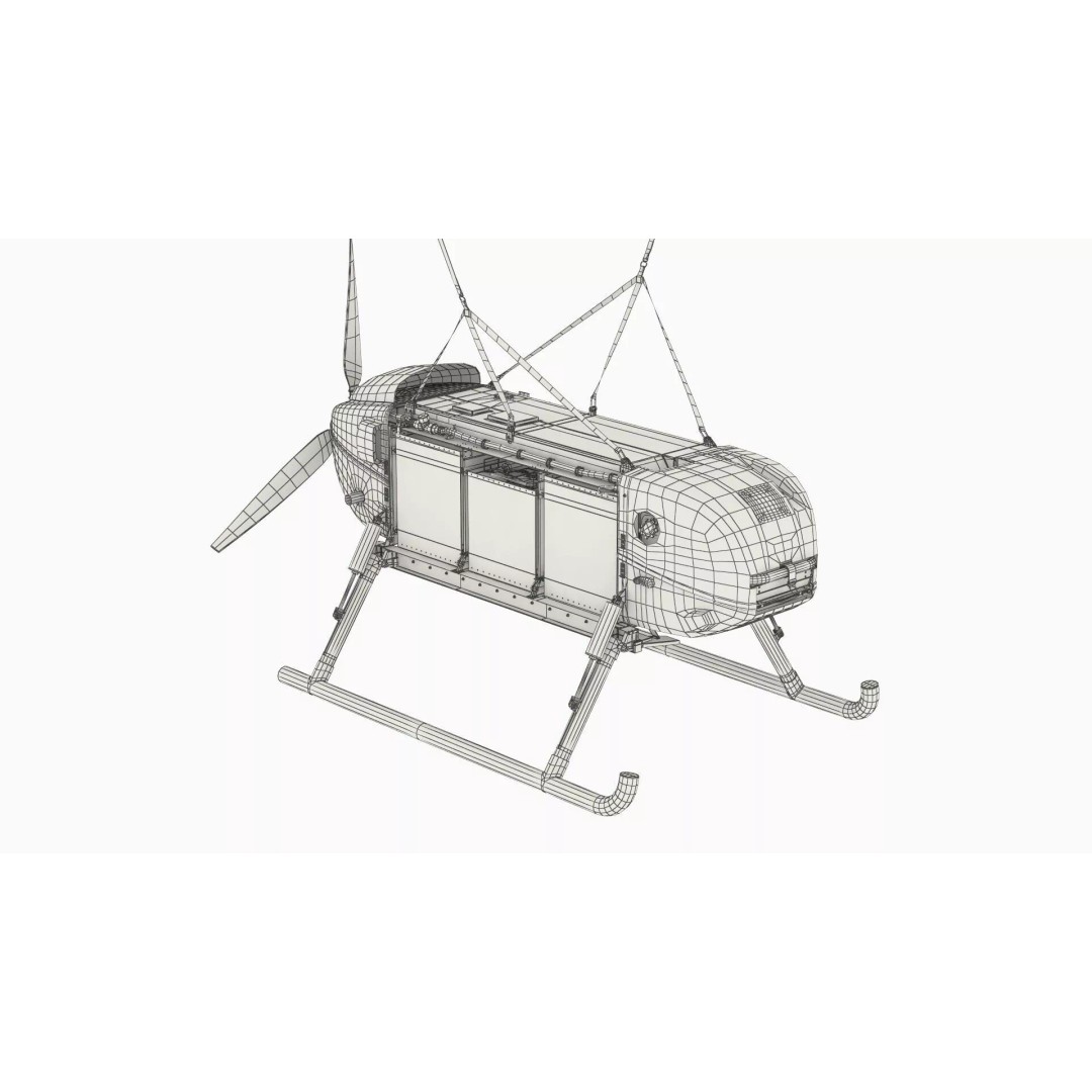 Military Aerial Delivery Vehicle 3D Model – High Poly UAV with Parachute - View 14