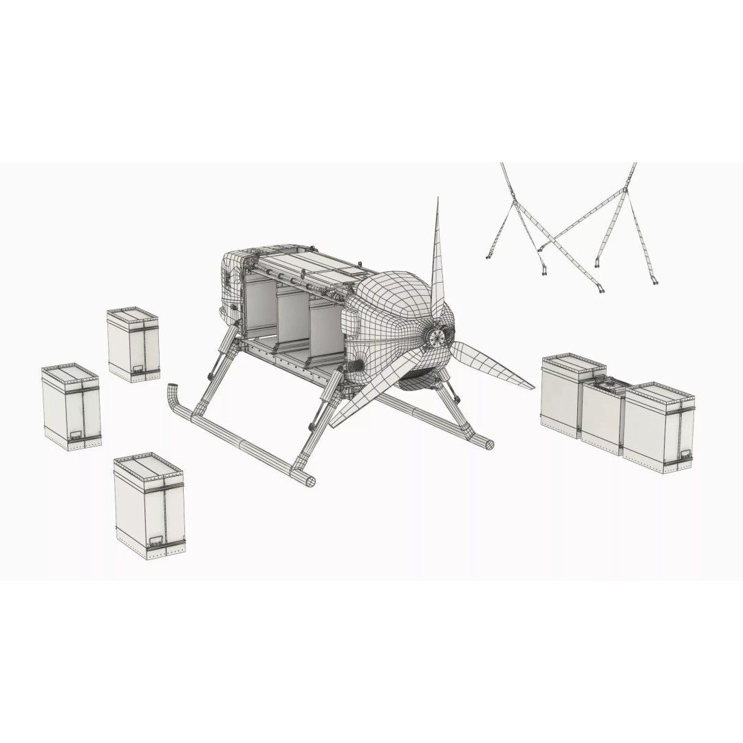 Military Aerial Delivery Vehicle 3D Model – High Poly UAV with Parachute - View 15