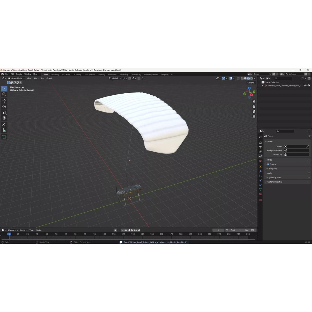 Military Aerial Delivery Vehicle 3D Model – High Poly UAV with Parachute - View 19
