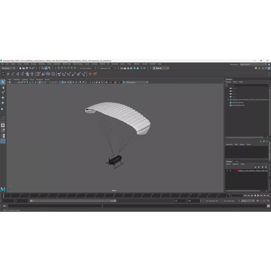 Military Aerial Delivery Vehicle 3D Model – High Poly UAV with Parachute - View 20