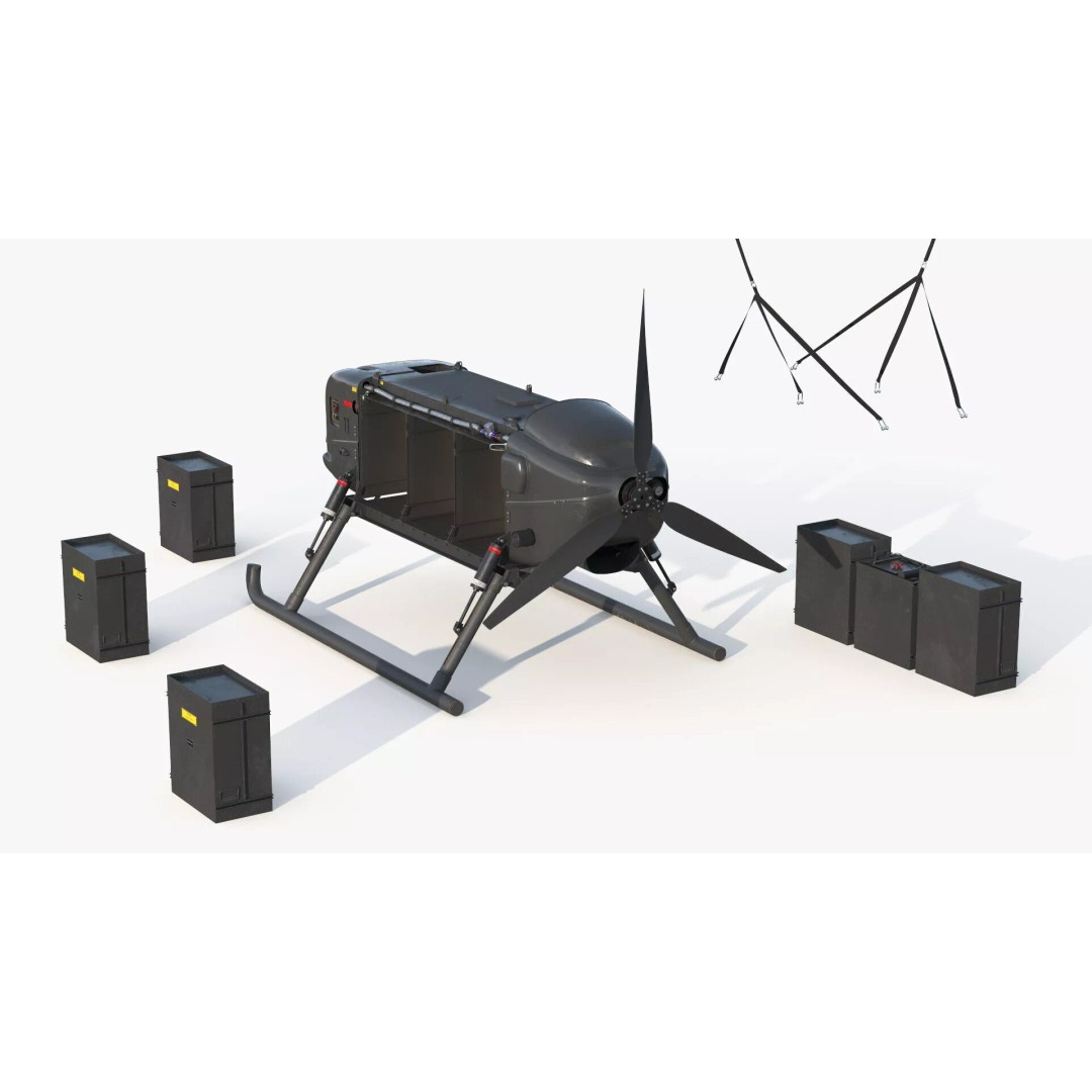 Military Aerial Delivery Vehicle 3D Model – High Poly UAV with Parachute - View 7