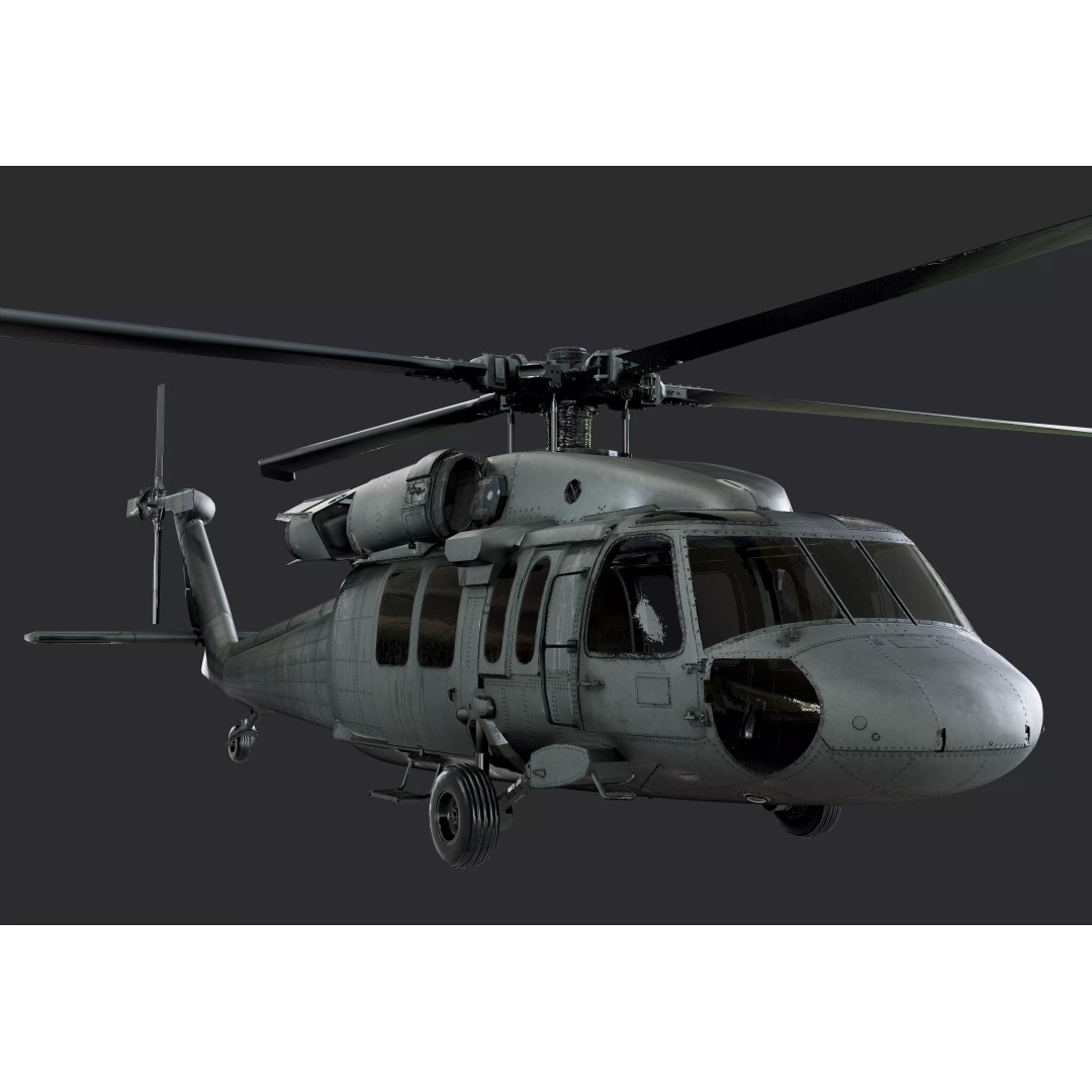 Sikorsky UH60 Black Hawk 3D Model – Exterior Only, PBR Textures, FBX, OBJ - View 2