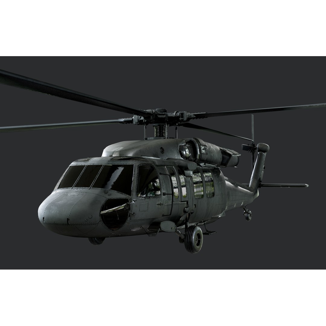 Sikorsky UH60 Black Hawk 3D Model – Exterior Only, PBR Textures, FBX, OBJ - View 3