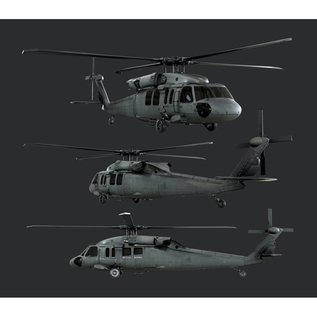 Sikorsky UH60 Black Hawk 3D Model – Exterior Only, PBR Textures, FBX, OBJ - View 4