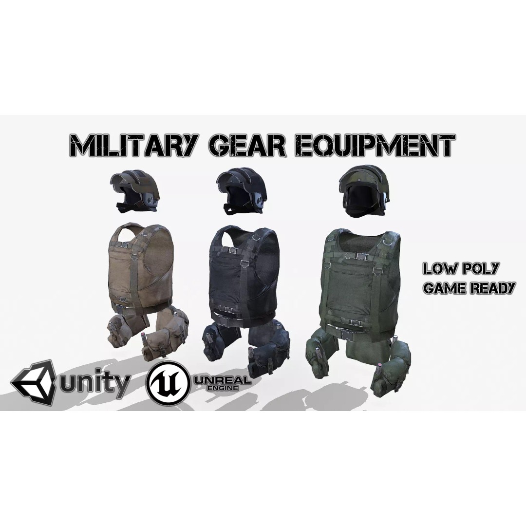 Military Gear Equipment 3D Model – Low Poly Game Asset, FBX & OBJ - View 2