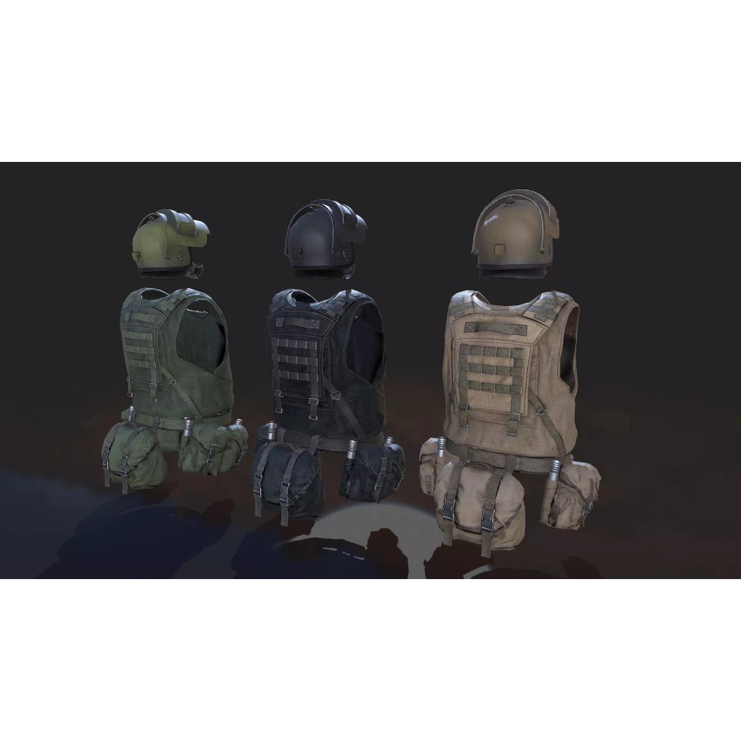 Military Gear Equipment 3D Model – Low Poly Game Asset, FBX & OBJ - View 4
