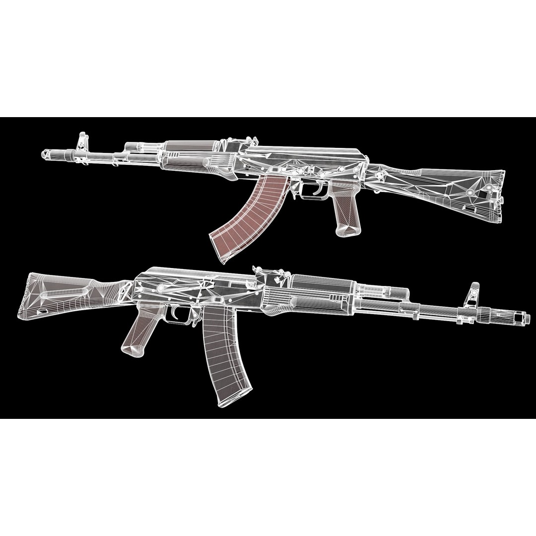 AK-74M AK-101 AK-103 Kalashnikov 3D Model – Low Poly Game Asset, FBX