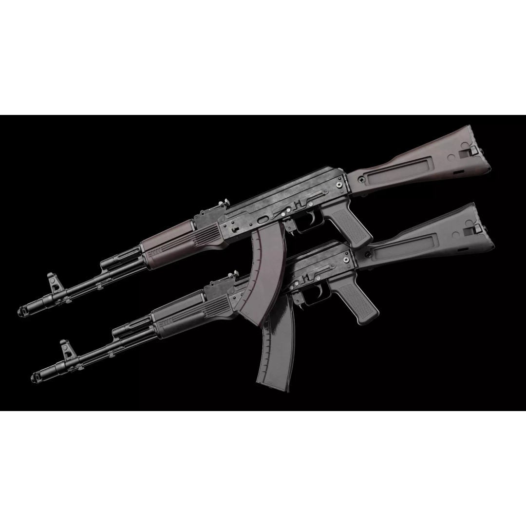 AK-74M AK-101 AK-103 Kalashnikov 3D Model – Low Poly Game Asset, FBX - View 2