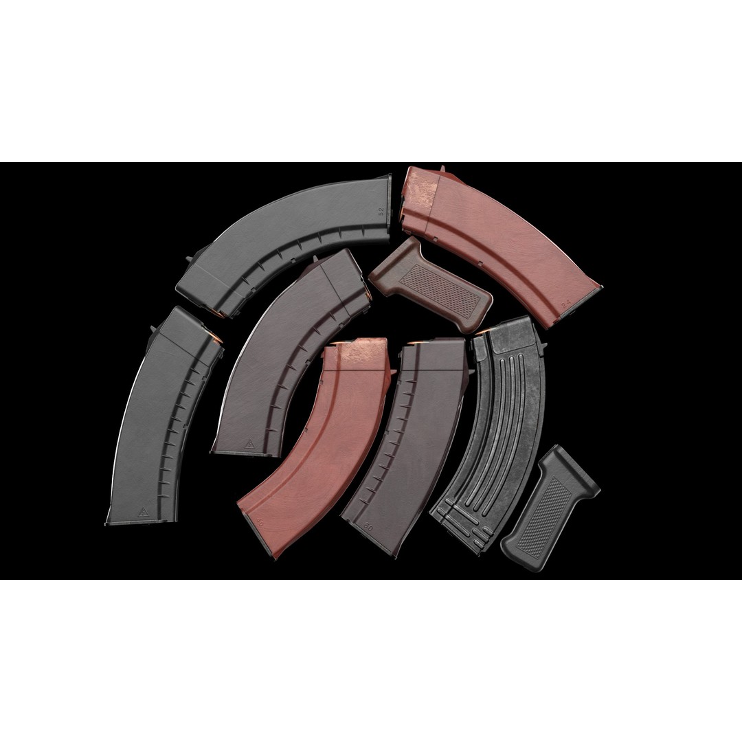 AK-74M AK-101 AK-103 Kalashnikov 3D Model – Low Poly Game Asset, FBX - View 29