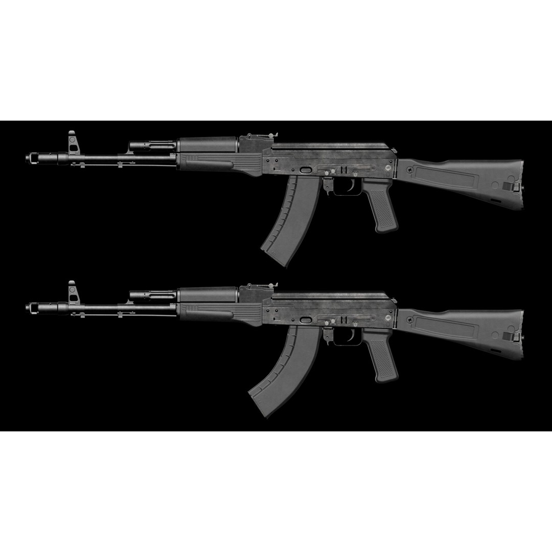 AK-74M AK-101 AK-103 Kalashnikov 3D Model – Low Poly Game Asset, FBX - View 3