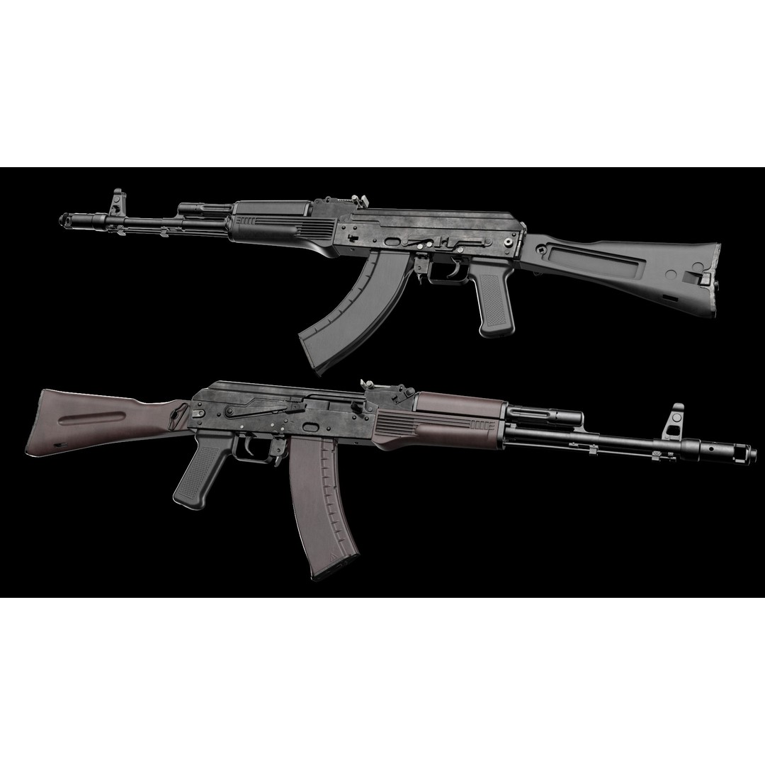 AK-74M AK-101 AK-103 Kalashnikov 3D Model – Low Poly Game Asset, FBX - View 4