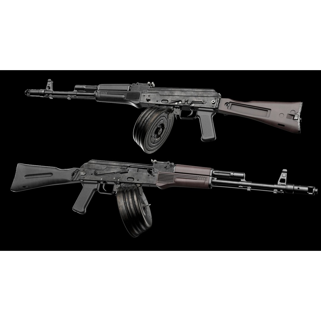 AK-74M AK-101 AK-103 Kalashnikov 3D Model – Low Poly Game Asset, FBX - View 5