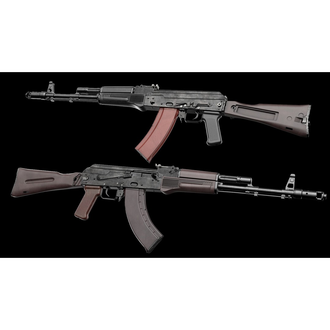 AK-74M AK-101 AK-103 Kalashnikov 3D Model – Low Poly Game Asset, FBX - View 6