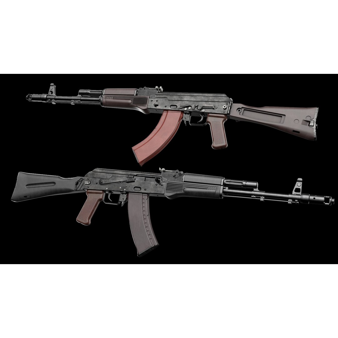 AK-74M AK-101 AK-103 Kalashnikov 3D Model – Low Poly Game Asset, FBX - View 7