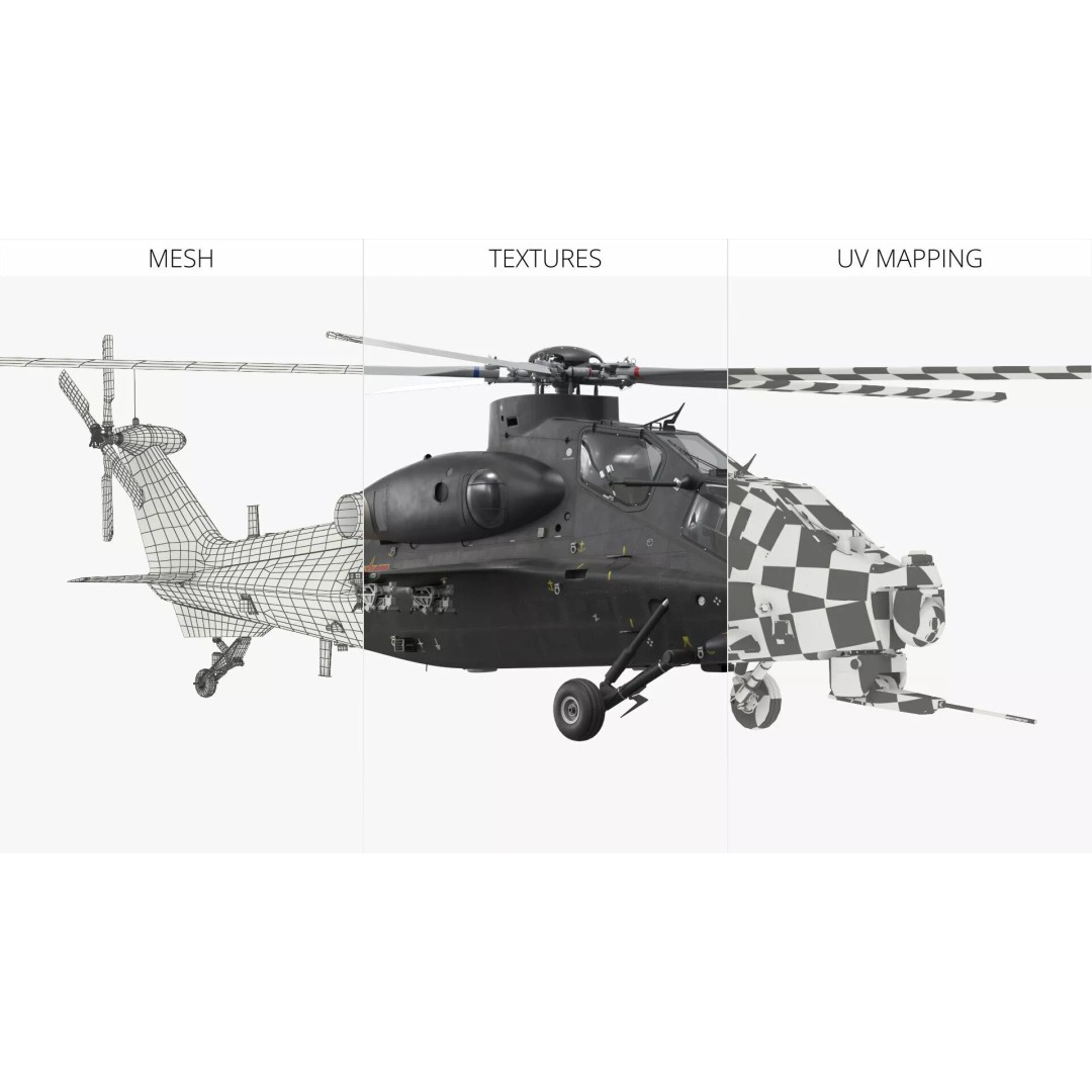 Changhe Z-10 Attack Helicopter 3D Model – PBR Game-Ready Asset, FBX - View 11
