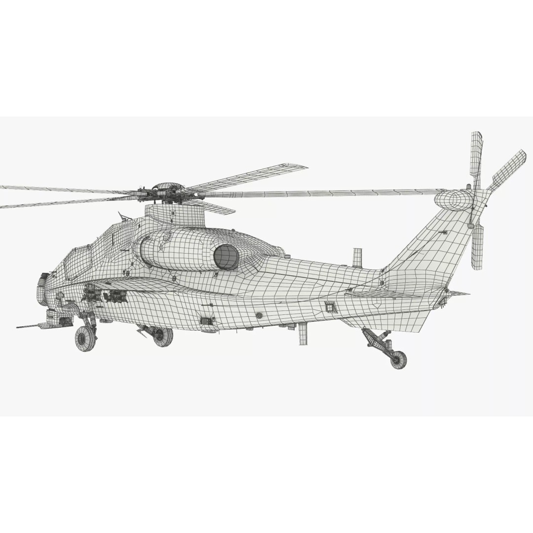 Changhe Z-10 Attack Helicopter 3D Model – PBR Game-Ready Asset, FBX - View 14