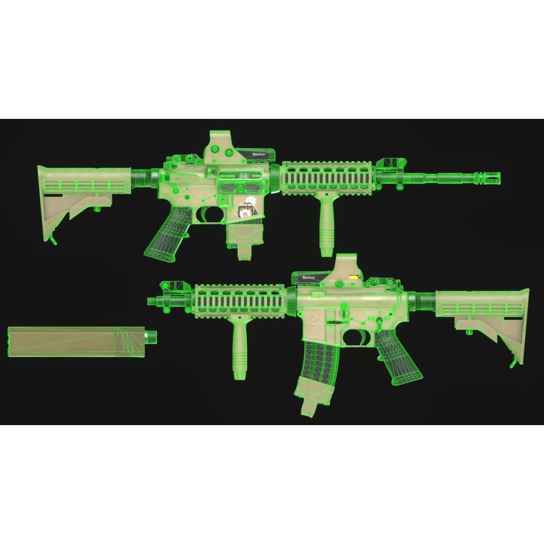 Colt M4A1 Carbine 3D Model – Low Poly Game Asset, FBX, Blender - View 10