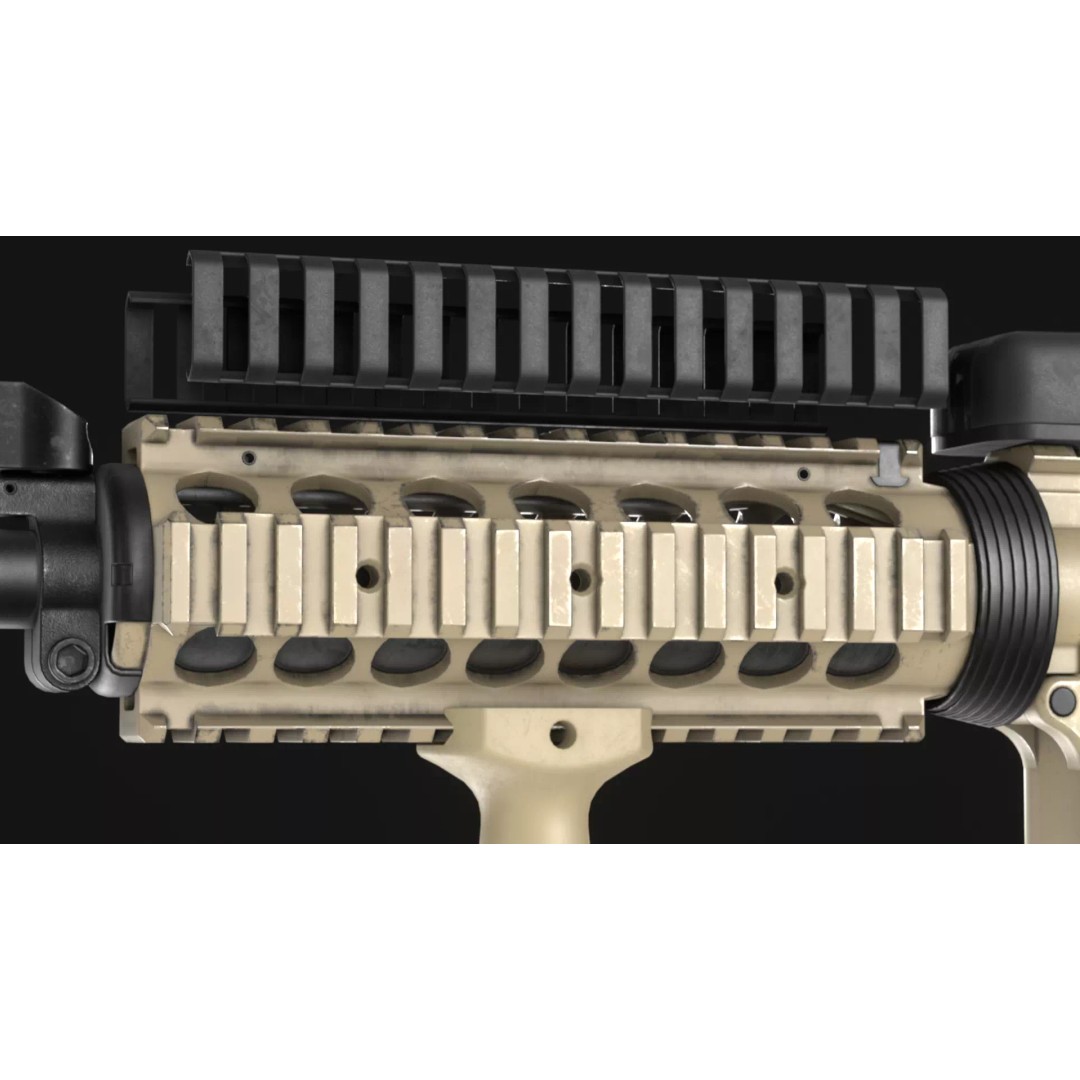 Colt M4A1 Carbine 3D Model – Low Poly Game Asset, FBX, Blender - View 17