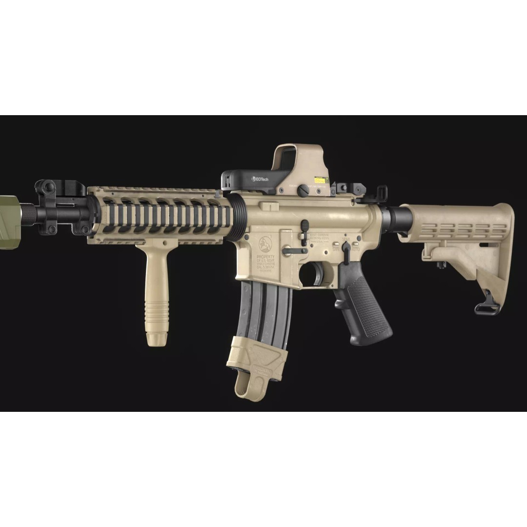 Colt M4A1 Carbine 3D Model – Low Poly Game Asset, FBX, Blender - View 6