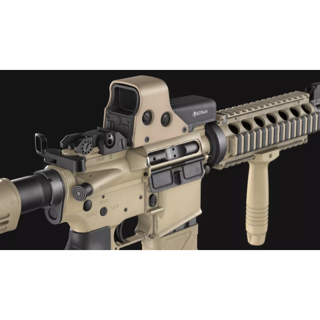 Colt M4A1 Carbine 3D Model – Low Poly Game Asset, FBX, Blender - View 8