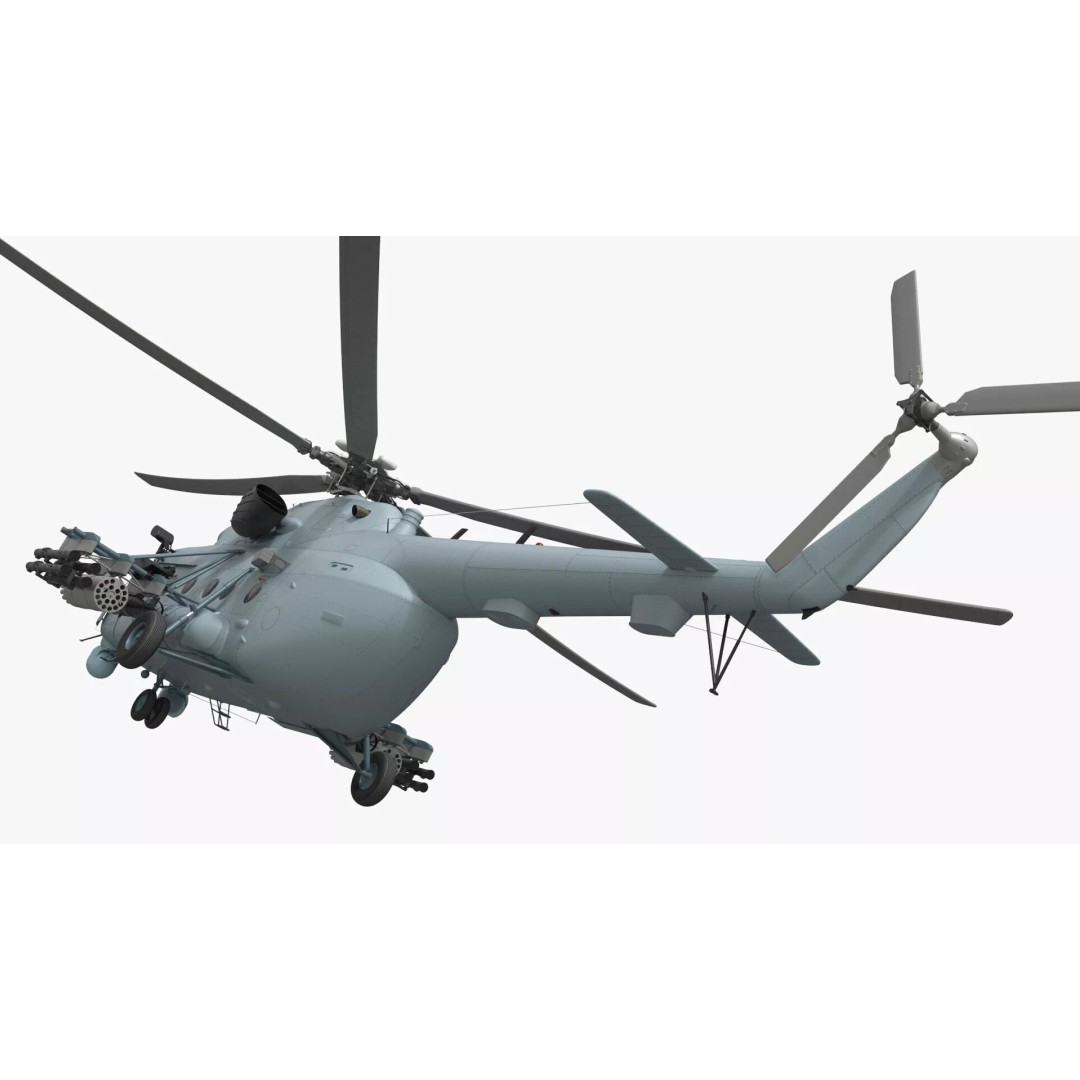 Military Helicopter 3D Model – Rigged Mi-17 for Maya, Game-Ready - View 11