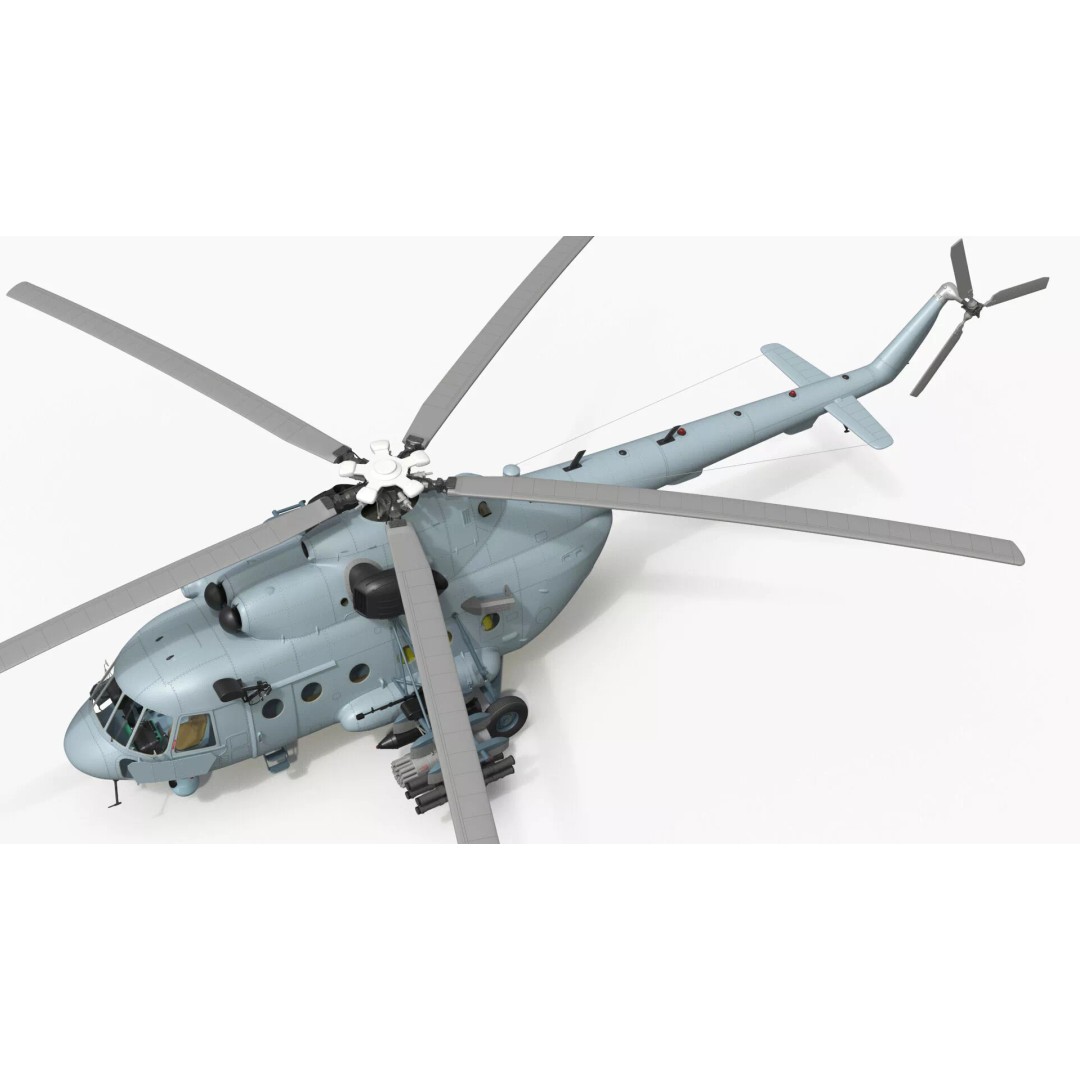 Military Helicopter 3D Model – Rigged Mi-17 for Maya, Game-Ready - View 12