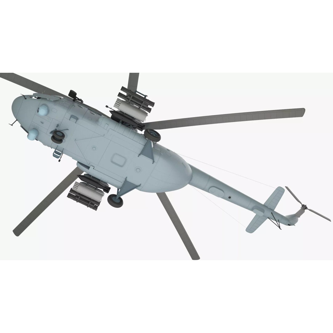 Military Helicopter 3D Model – Rigged Mi-17 for Maya, Game-Ready - View 13