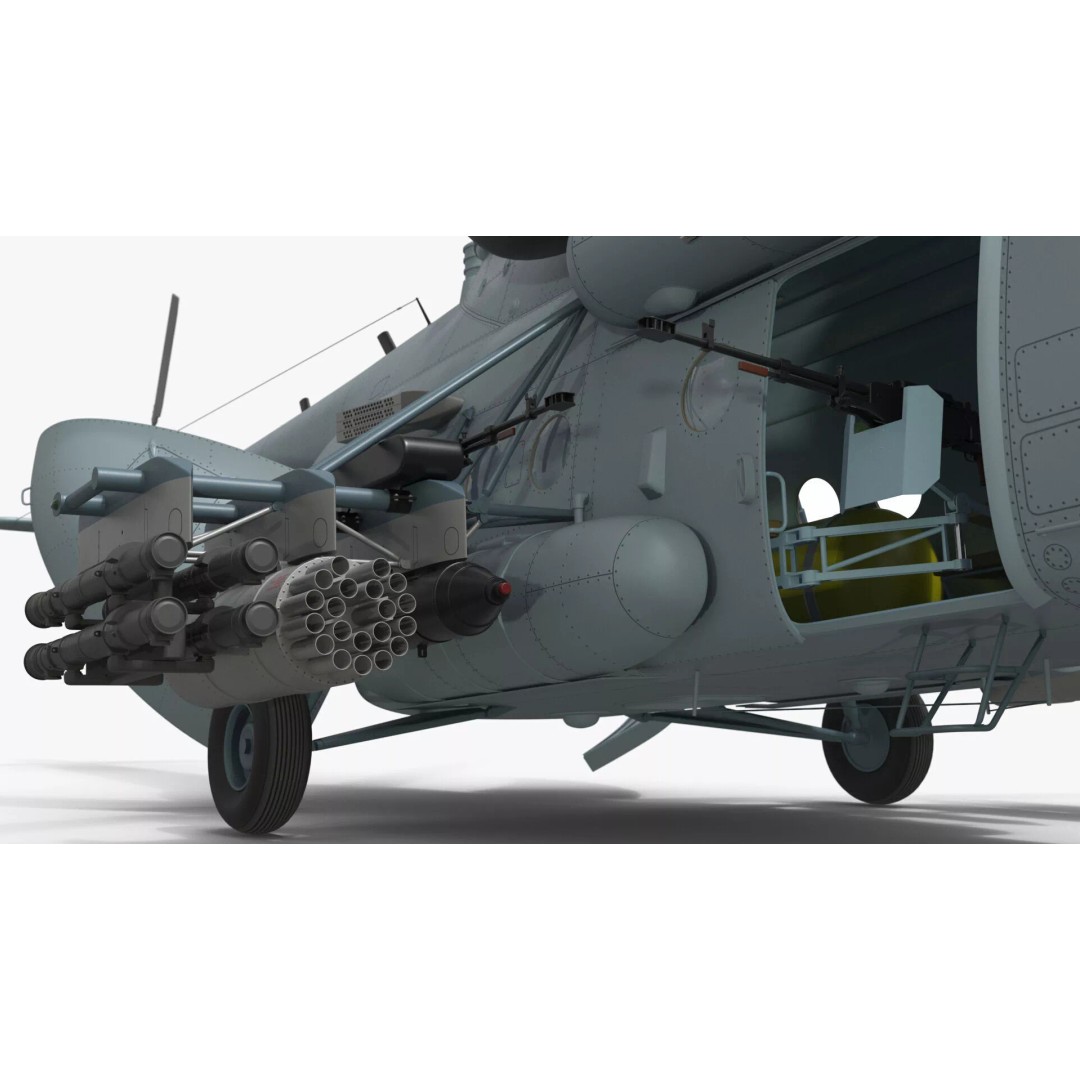Military Helicopter 3D Model – Rigged Mi-17 for Maya, Game-Ready - View 16