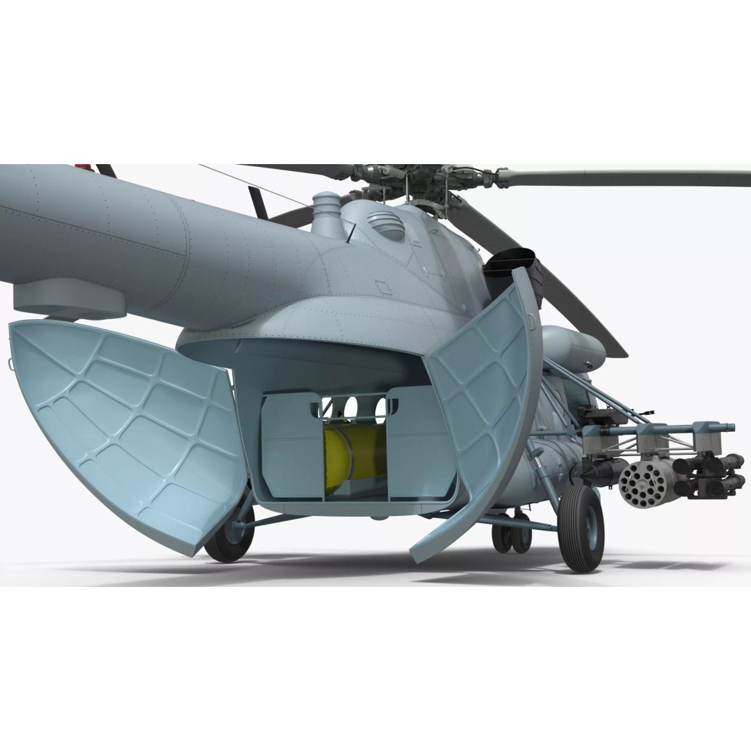 Military Helicopter 3D Model – Rigged Mi-17 for Maya, Game-Ready - View 17