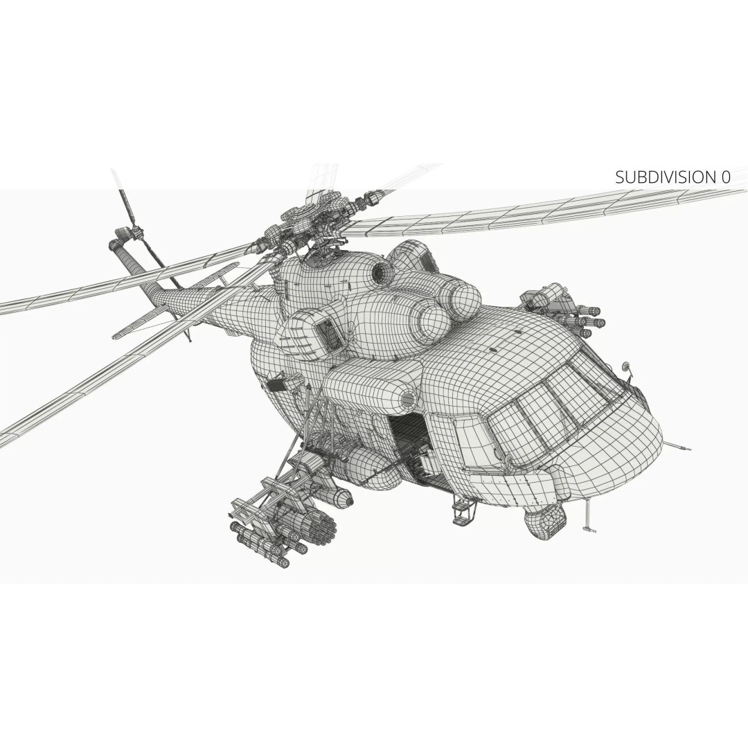 Military Helicopter 3D Model – Rigged Mi-17 for Maya, Game-Ready - View 20