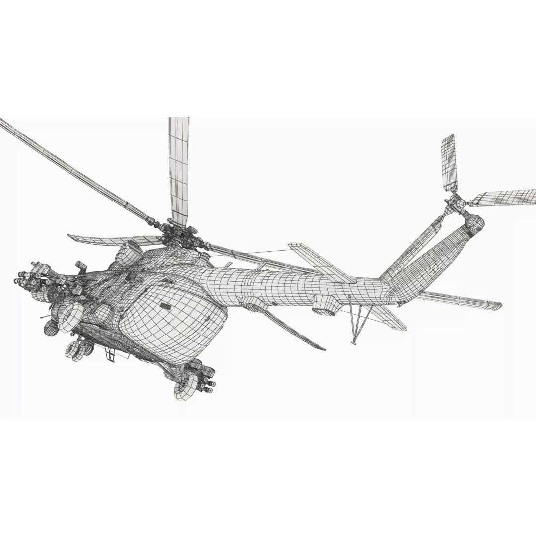 Military Helicopter 3D Model – Rigged Mi-17 for Maya, Game-Ready - View 22