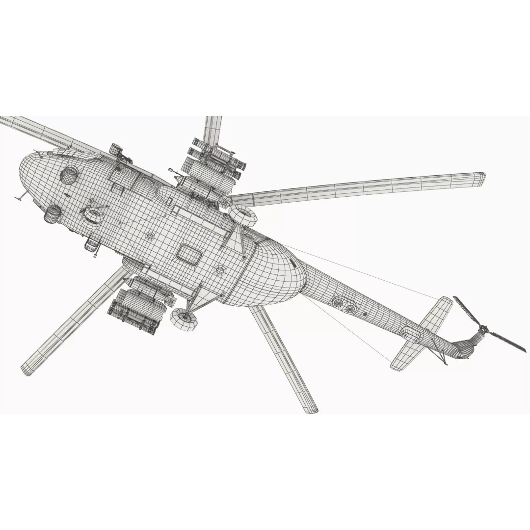 Military Helicopter 3D Model – Rigged Mi-17 for Maya, Game-Ready - View 23