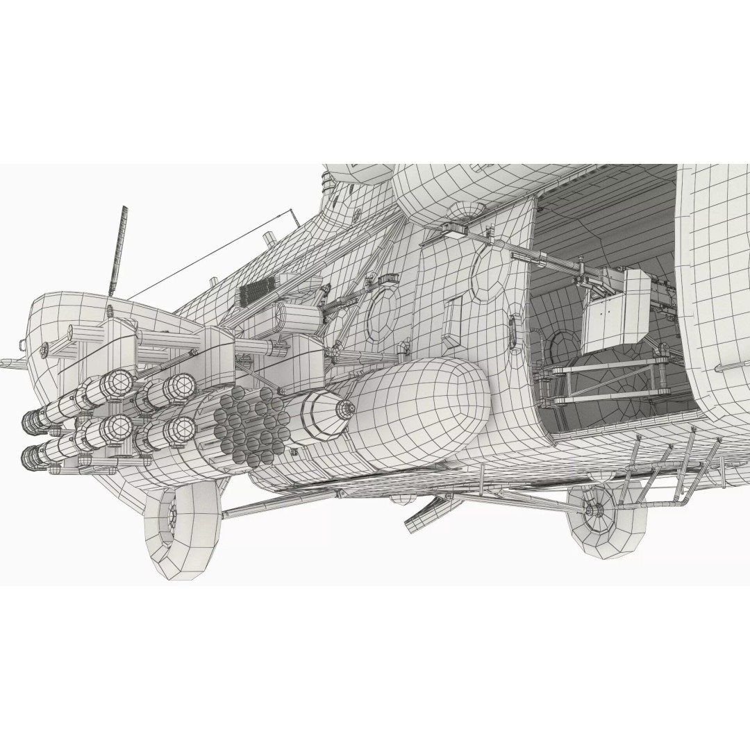 Military Helicopter 3D Model – Rigged Mi-17 for Maya, Game-Ready - View 26