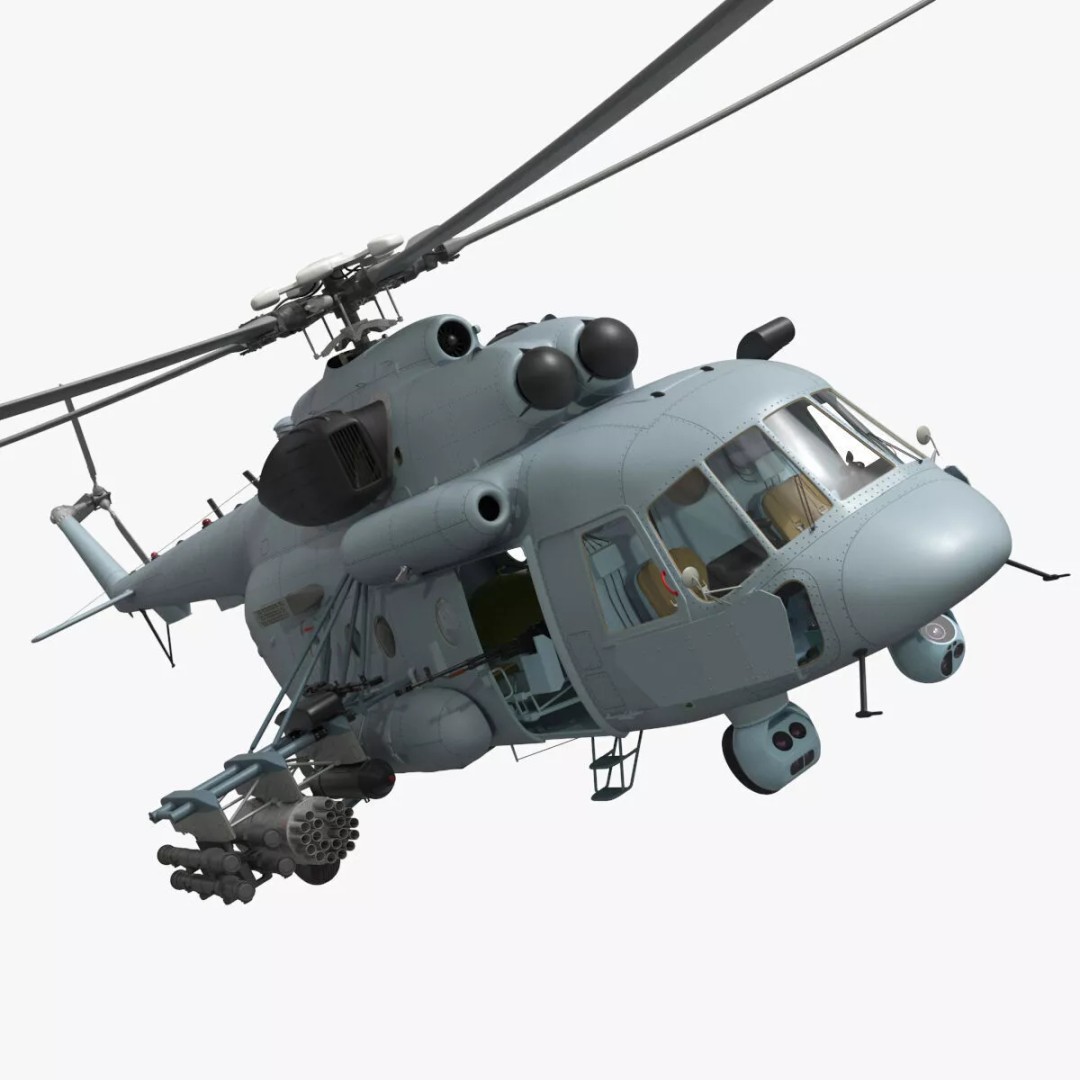 Military Helicopter 3D Model – Rigged Mi-17 for Maya, Game-Ready - View 3
