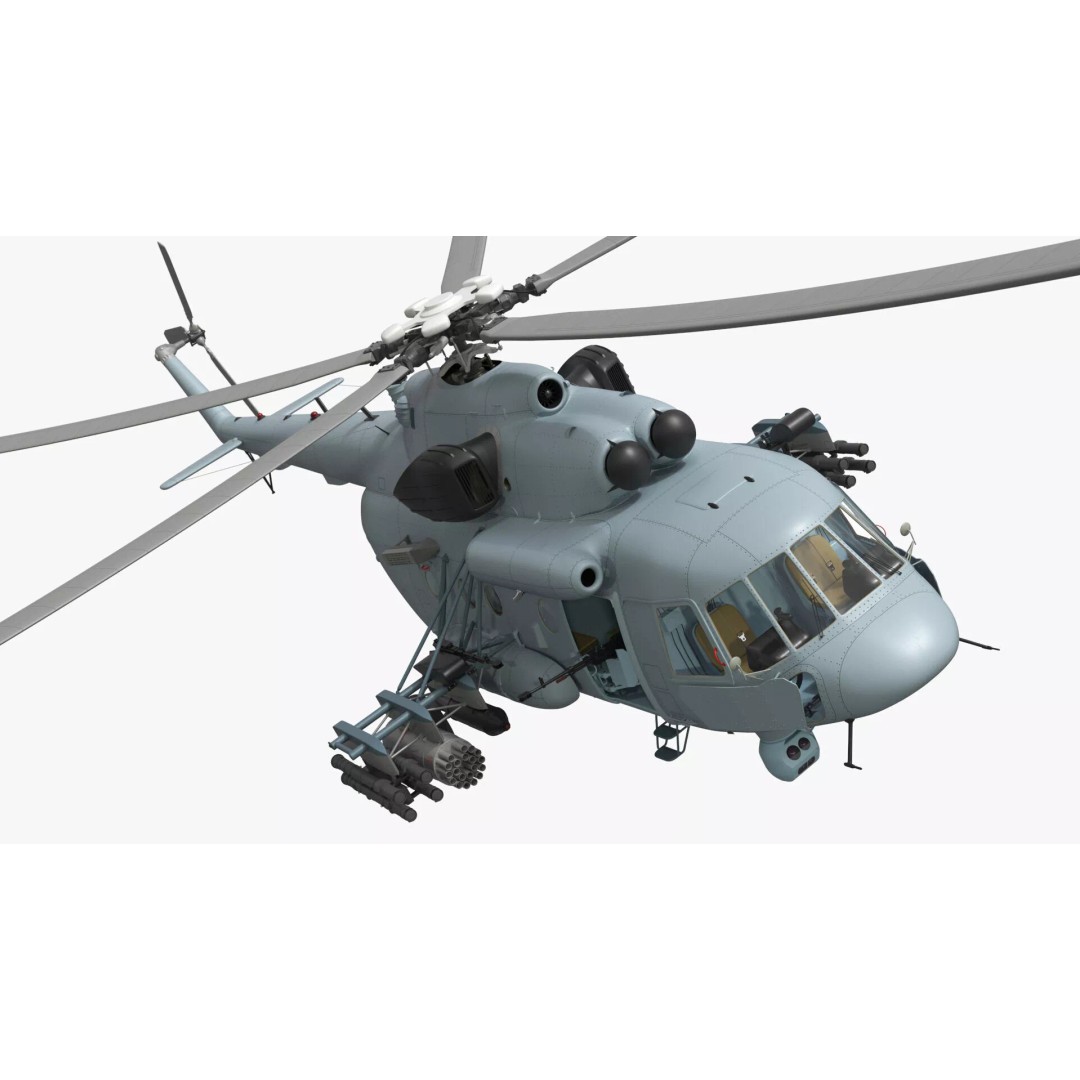 Military Helicopter 3D Model – Rigged Mi-17 for Maya, Game-Ready - View 4