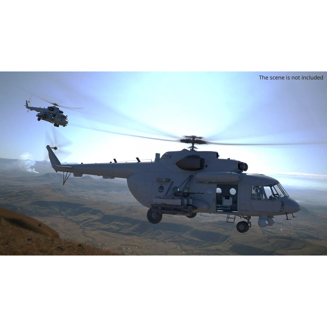 Military Helicopter 3D Model – Rigged Mi-17 for Maya, Game-Ready - View 5