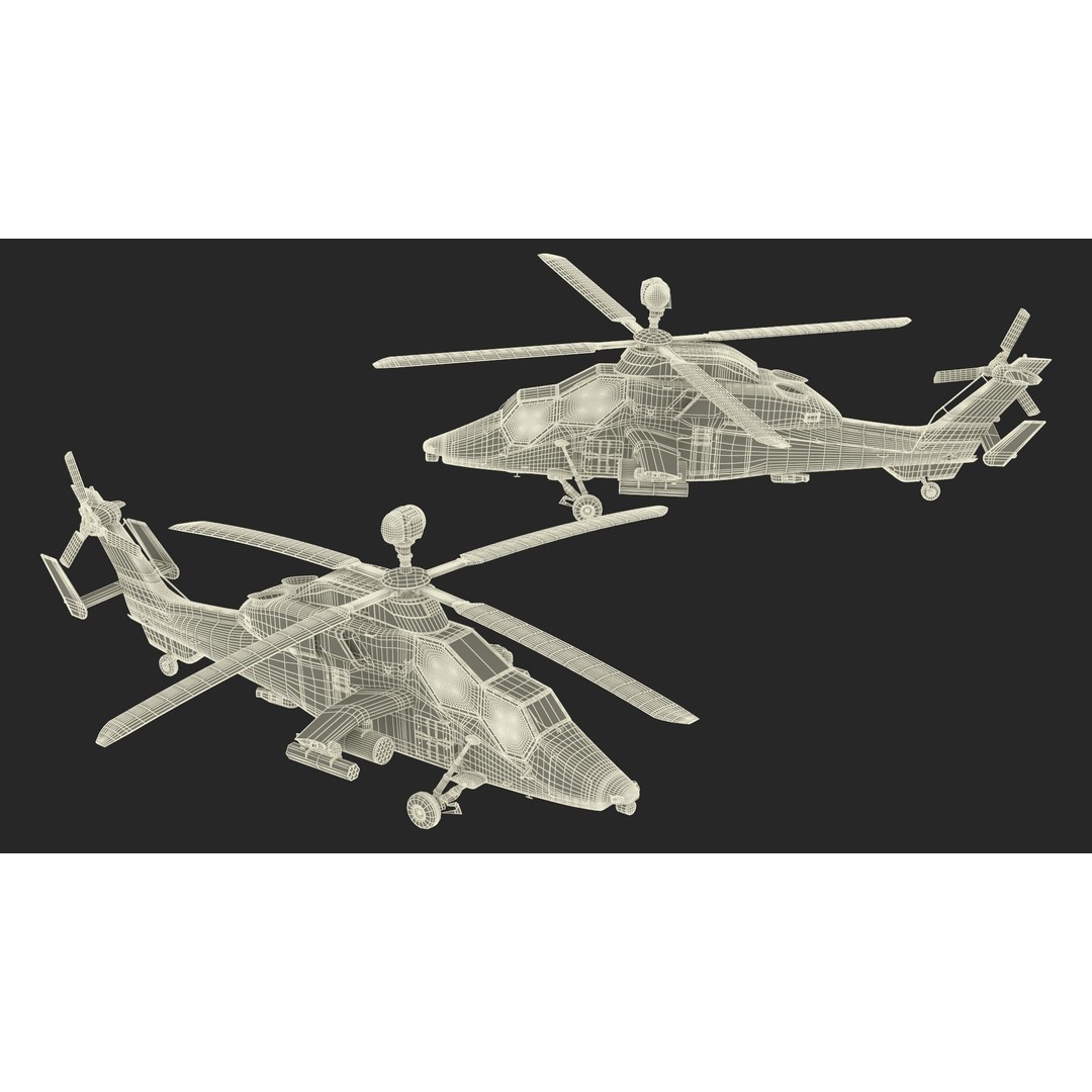 Eurocopter Tiger EC665 3D Model – Rigged PBR Helicopter Asset for Animation