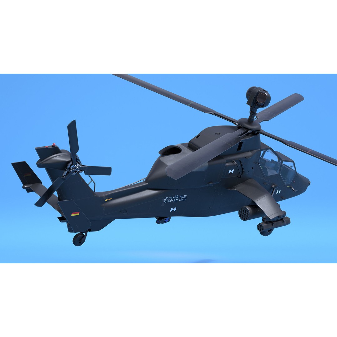 Eurocopter Tiger EC665 3D Model – Rigged PBR Helicopter Asset for Animation - View 13