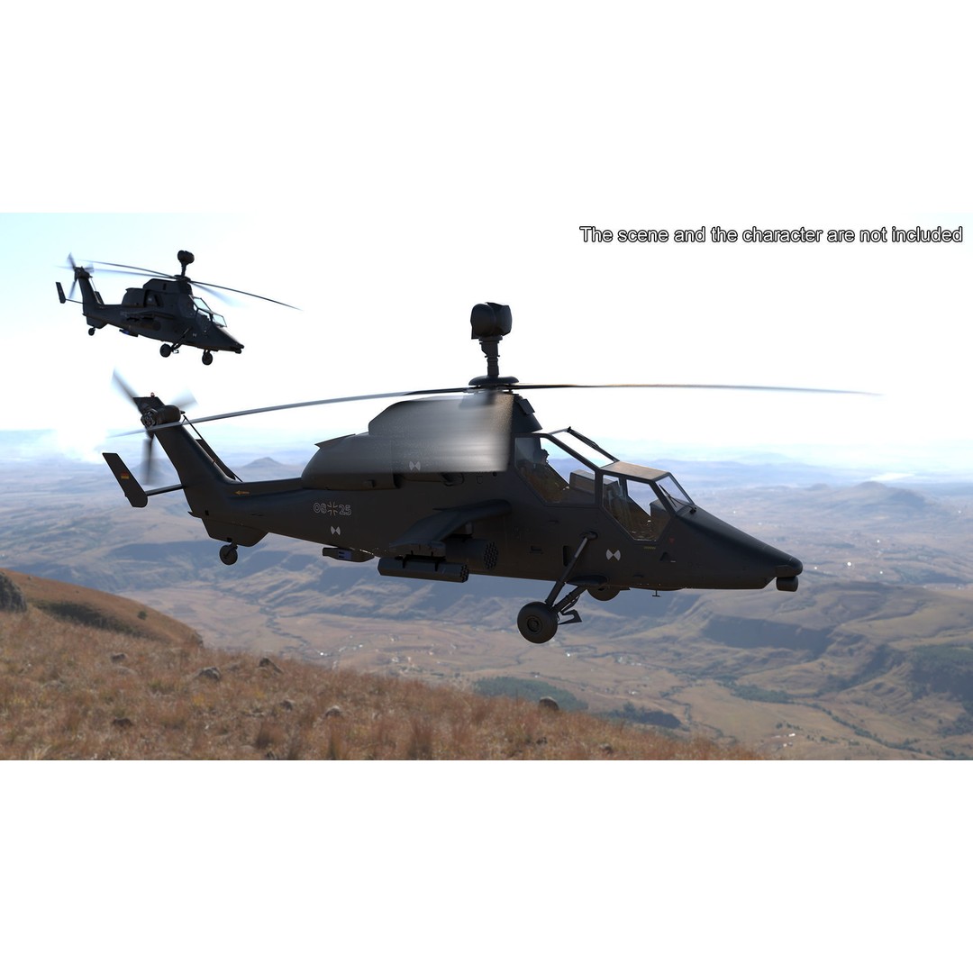 Eurocopter Tiger EC665 3D Model – Rigged PBR Helicopter Asset for Animation - View 2