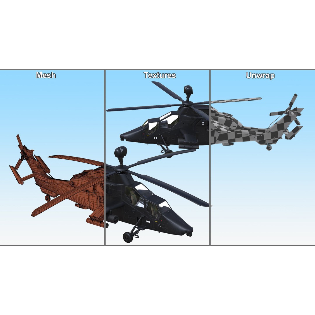 Eurocopter Tiger EC665 3D Model – Rigged PBR Helicopter Asset for Animation - View 27